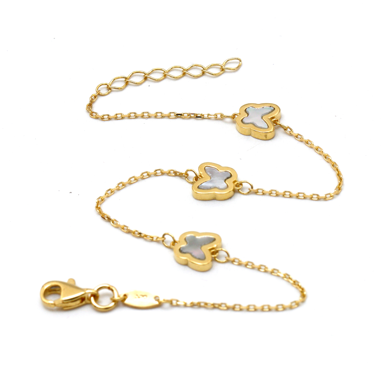 Real Gold GZVC 3 Plain Butterfly Clover Adjustable Size Bracelet 0595 BR1623