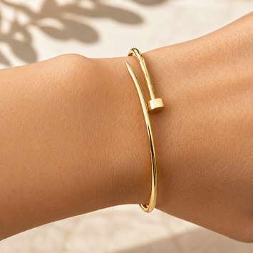 Real Gold Thin Plain Nail Bangle GZJCT0086 - (SIZE 23) BA1570