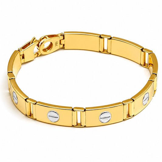 Real Gold GZCR 2 Color Screw Belt Unisex Bracelet (18 C.M) 0151-YW BR1632