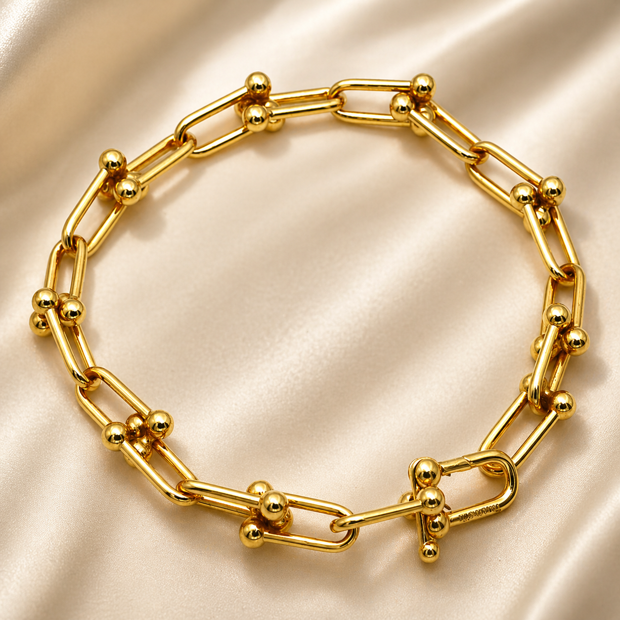 Real Gold GZTF Hardware With Real TF Lock Solid Chain Bracelet 0372 (17 C.M) BR1588