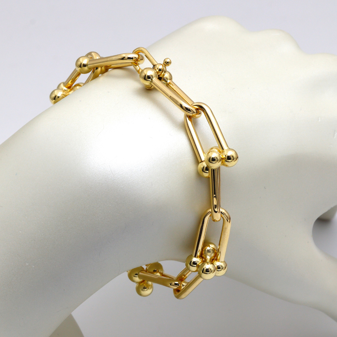 Real Gold GZTF Chunky Heavy Bold Big Hardware Bracelet with Real TF Lock (20 cm) 0295-1BL- B BR1657