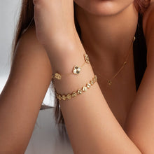 Real Gold Solid 5 Clover Adjustable Size Bracelet (15 + 2 = 17C.M) - Model 5VC GZJVN TBS-0732/1BL BR1882