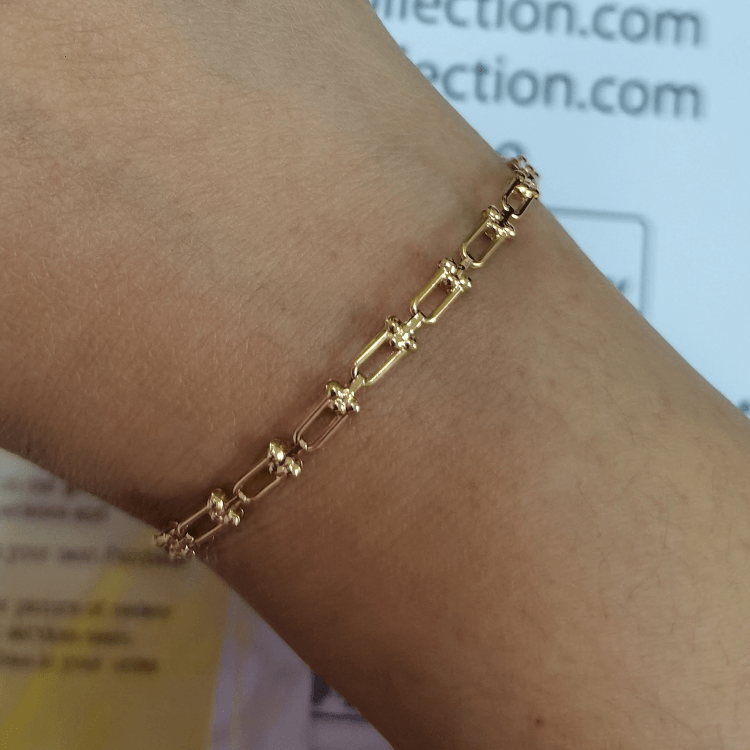 Real Gold GZTF Hardware Solid Textured Chain Bracelet 4725 (17 C.M) BR1637