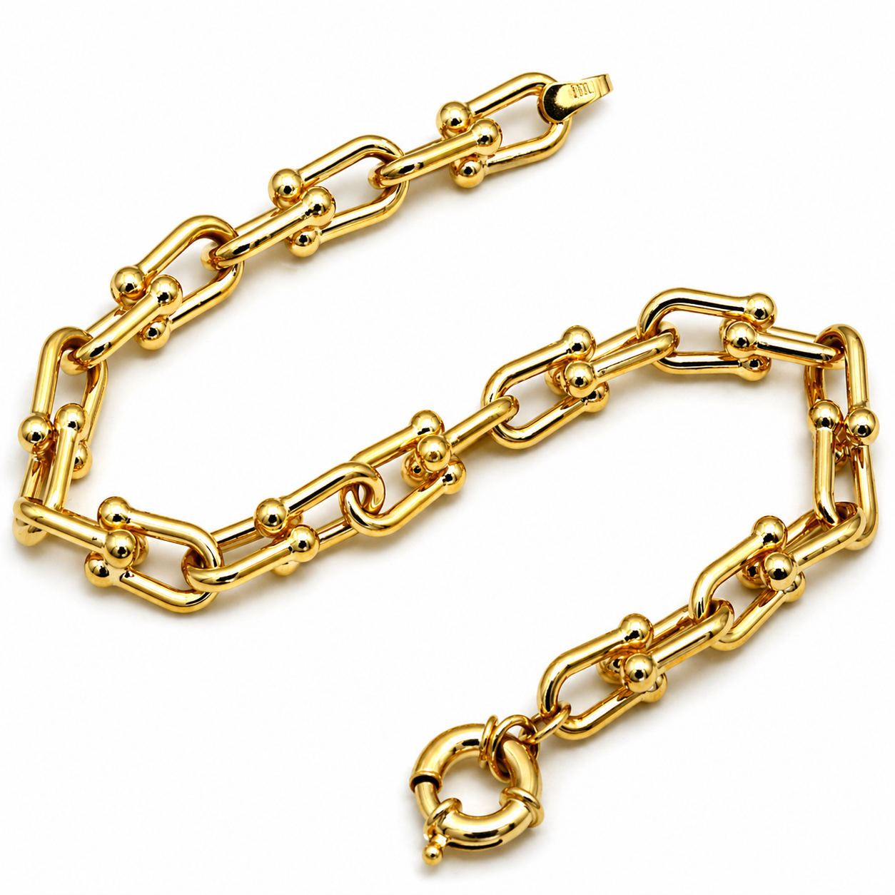 Real Gold GZTF Bold Chunky Solid Hardware Bracelet With Luxury Round Lock 4751 (17 C.M) BR1709