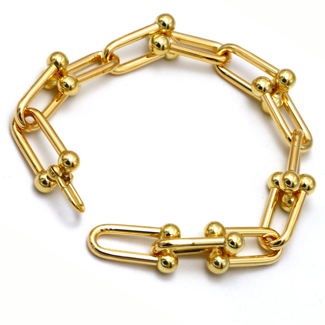 Real Gold GZTF Chunky Heavy Bold Big Hardware Bracelet with Real TF Lock (20 cm) 0295-1BL- B BR1657