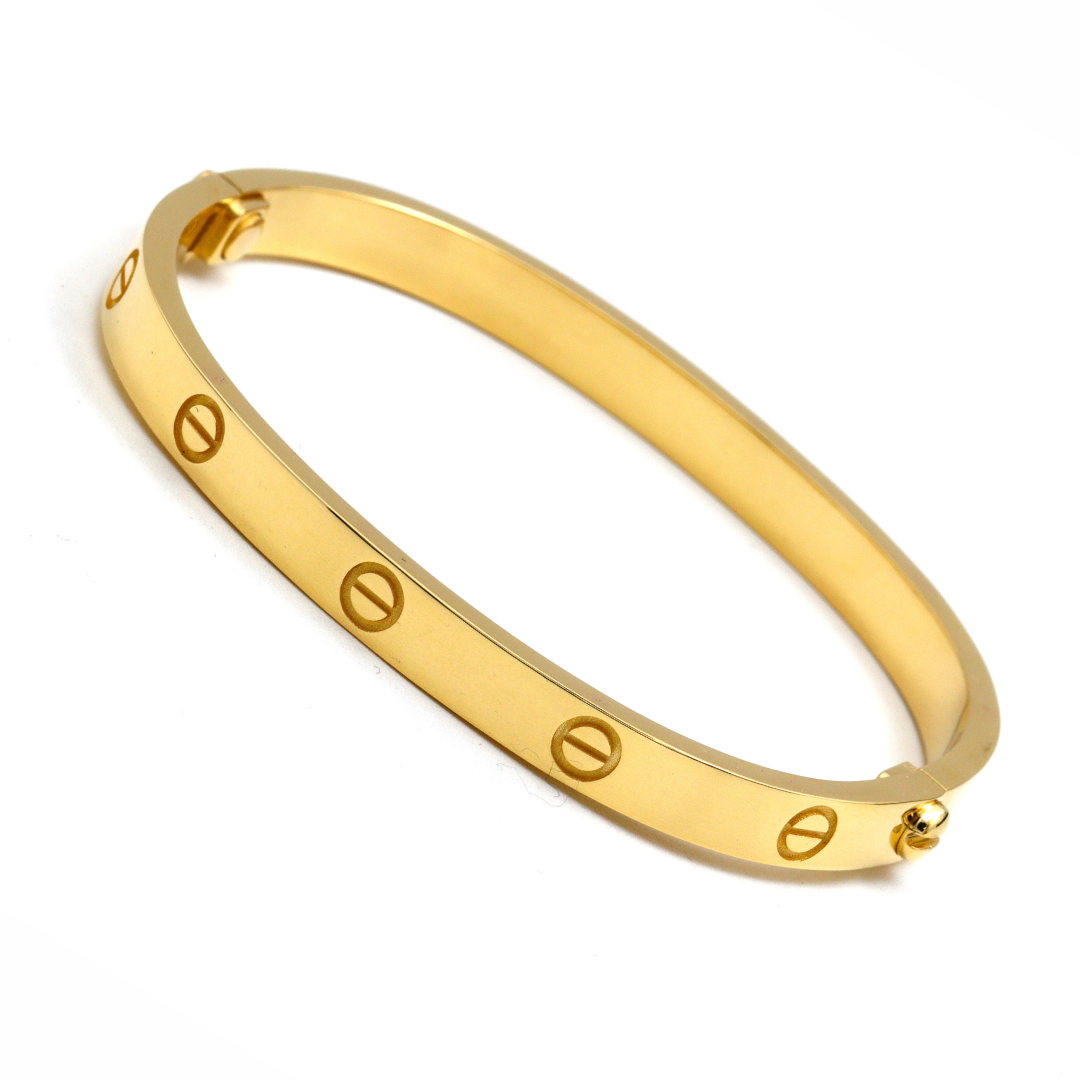 Real Gold GZCR Curved Rectangle Double Sided Screw Bangle BLZ 0254/2 (SIZE 19) A BA1464