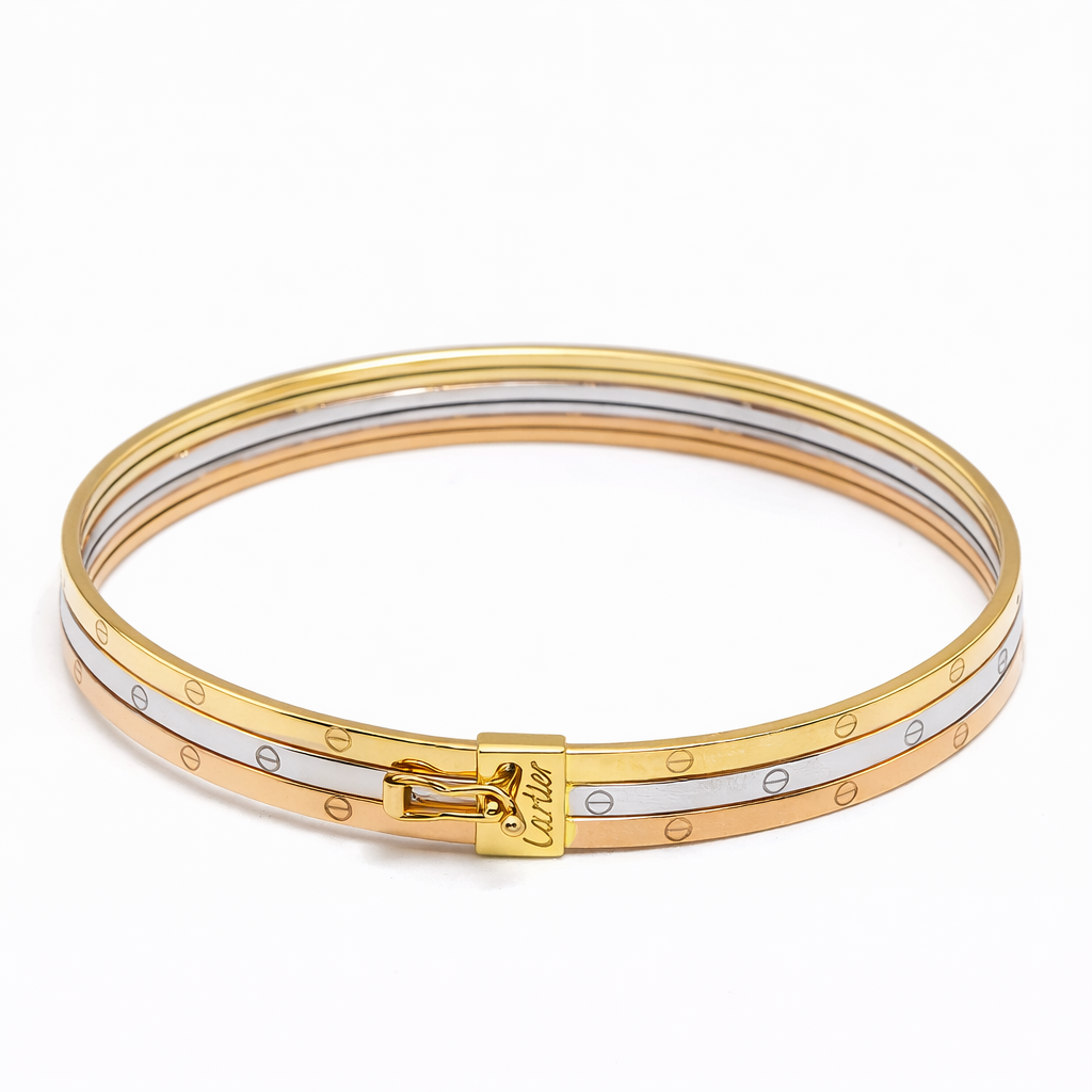 Real Gold Trinity Round Bangle GZJCT BLZ0367-1-3C (Size 13) BA1628