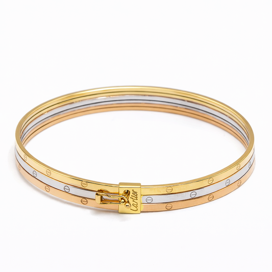 Real Gold Trinity Round Bangle GZJCT BLZ0367-1-3C (Size 13) BA1628