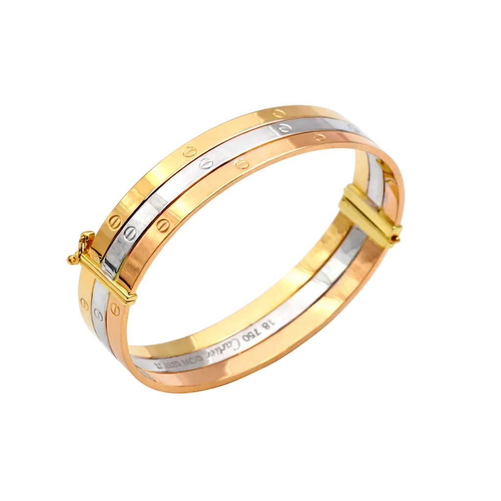 Real Gold Trinity Bangle GZJCT (Size 15) BLZ0079/1 BA1595