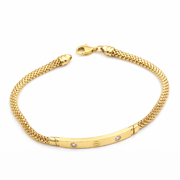 Real Gold Stone Plain Chain Thick Unisex Bracelet (17 C.M) - Model GZJCT 4919 BR1751