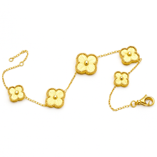 Real Gold Solid 5 Clover Adjustable Size Bracelet (16+ 2 =18 C.M) - Model 5VC GZJVN 0515/9BL BR1858