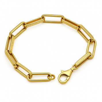Real Gold Maze Hoop Paper Clip Bracelet CVB 0502-1BL (21 CM) BR1876