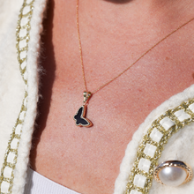 Real Gold GZVC Butterfly Black Pearl Necklace 0115-1KU CWP 1865