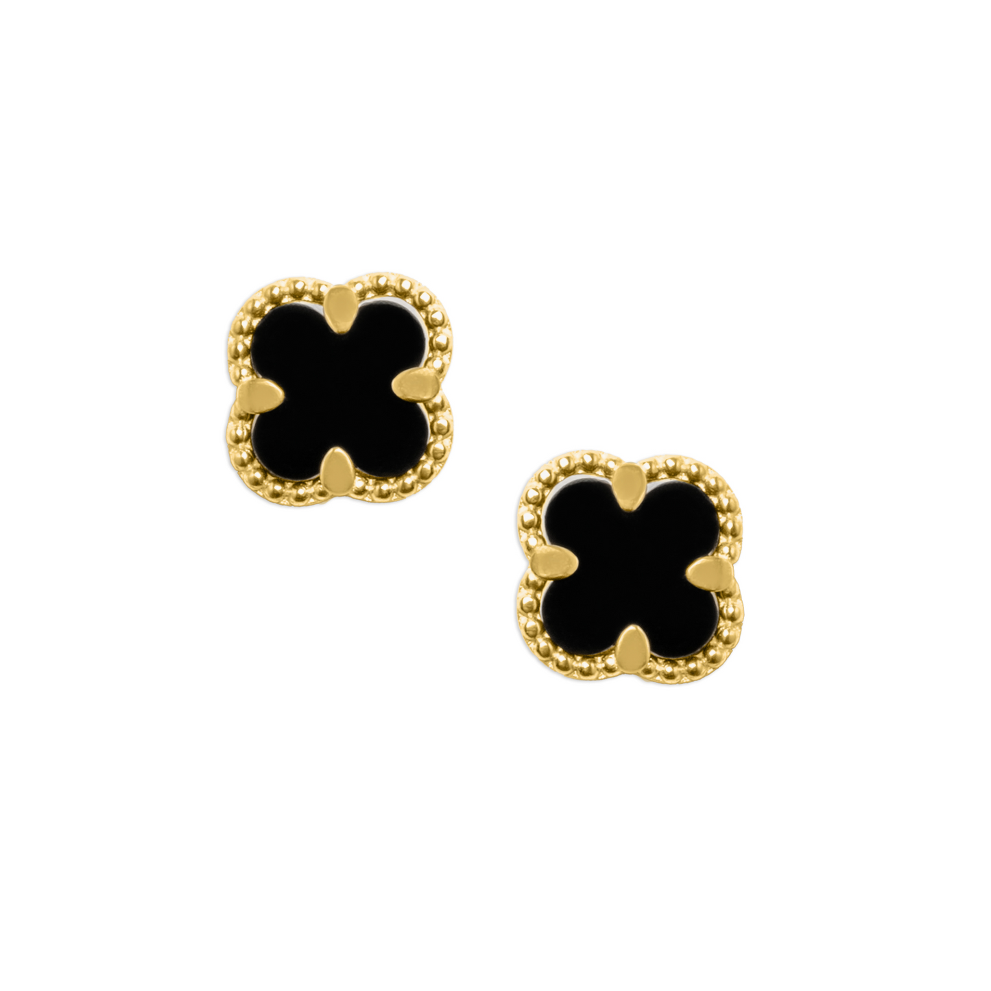 Real Gold Black Pearl Flat Stud Earrings Set - Model GZJVN0695-AC E1914