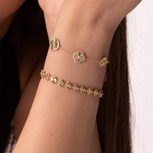 Real Gold Solid 5 Clover Adjustable Size Bracelet (15 + 2 = 17C.M) - Model 5VC GZJVN TBS-0732/1BL BR1882