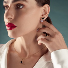 Real Gold GZVC Butterfly Black Earring Set + Pendant 0115-1PK SET1054