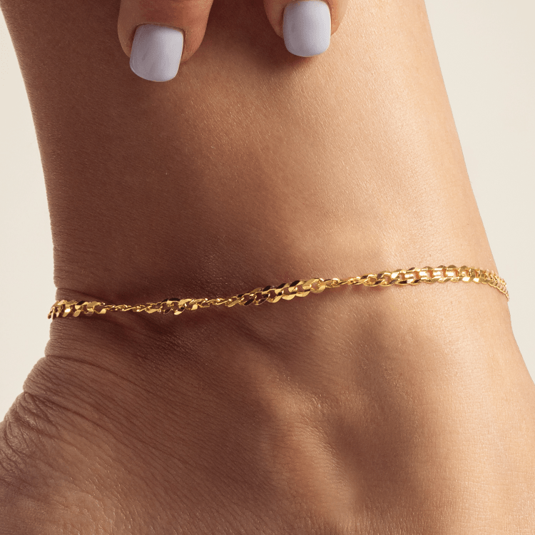 Real Gold Solid Figaro Chain Anklet 7908 (26 C.M) A1354