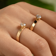 Real Gold Maze Hoop Solitaire Ring 0665 (SIZE 6.5) R2411