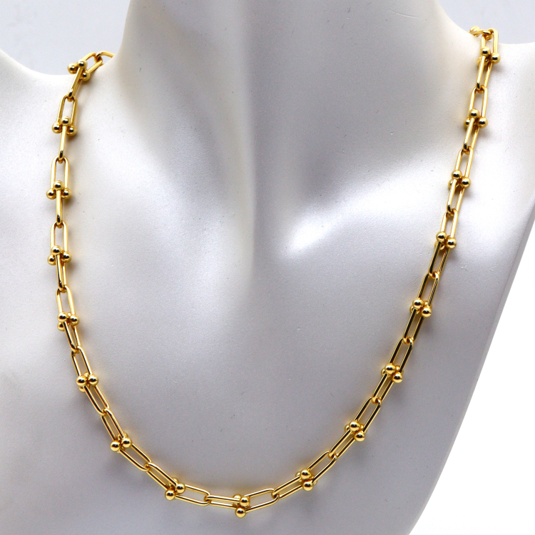Real Gold GZTF Hardware With Real TF Lock Solid Chain Necklace 0372 (50 C.M) CH1174