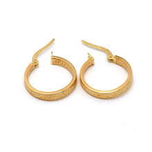 Real Gold Maze Elegant Labyrinth Hoop Round Medium Clip Earrings - Style 6321, Design E1779