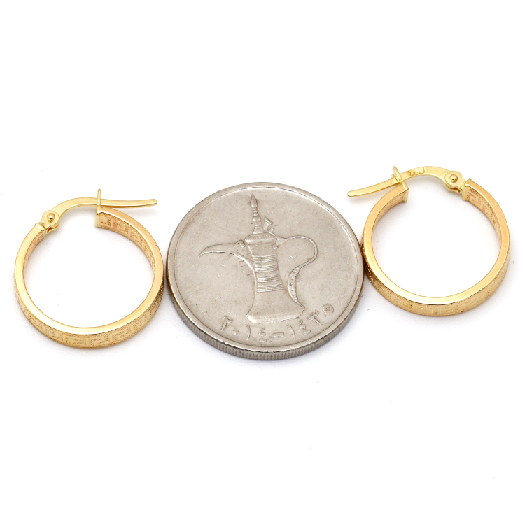 Real Gold Maze Elegant Labyrinth Hoop Round Medium Clip Earrings - Style 6321, Design E1779