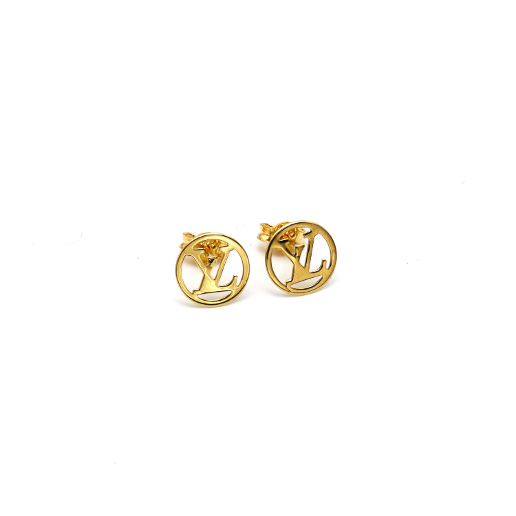 Real Gold LV Small Round Fine Earring Set 0303/1PK E1787