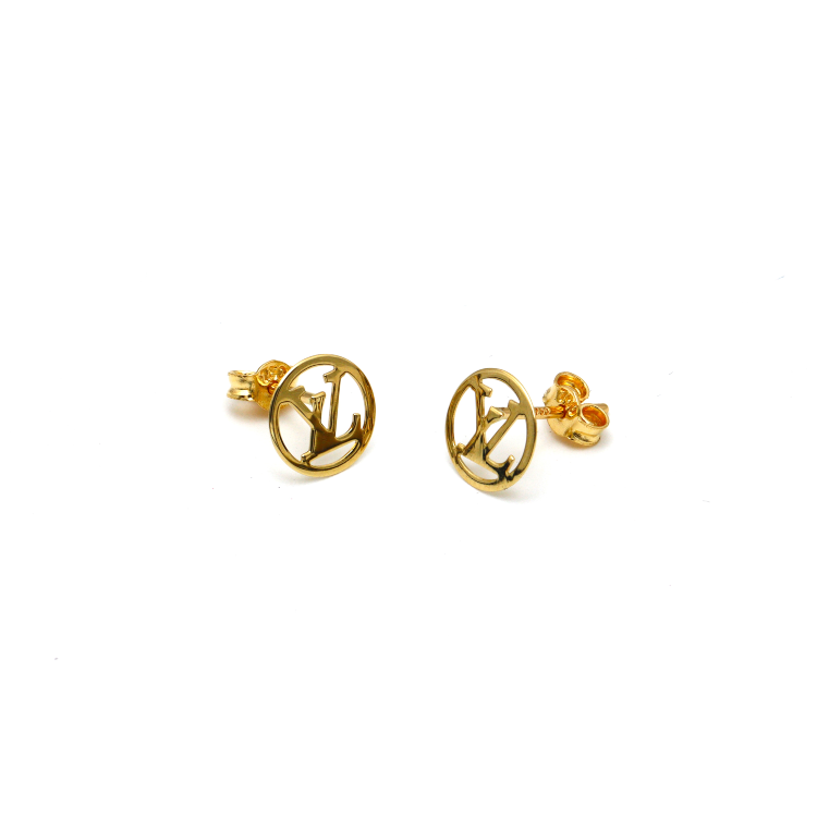 Real Gold LV Small Round Fine Earring Set 0303/1PK E1787