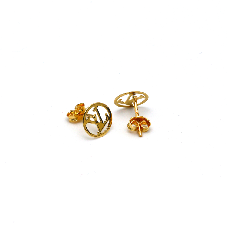 Real Gold LV Small Round Fine Earring Set 0303/1PK E1787