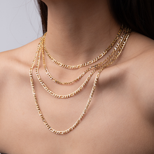 Real Gold GZCR Two Tone Figaro Solid Link Chain Necklace Unisex 7586 (50 C.M) CH1241