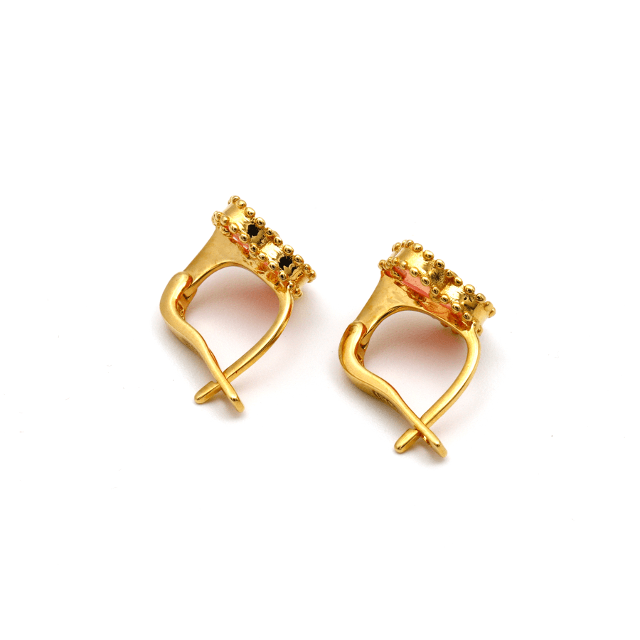 Real Gold Pink Clover Press Clip Earring Set - Model GZJVN E1924