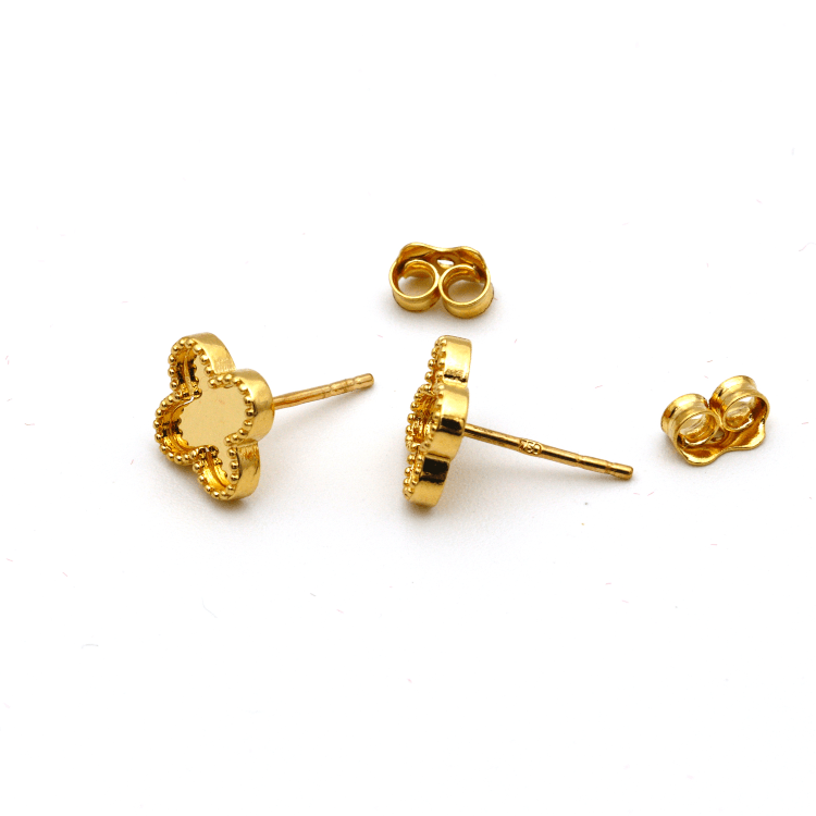 Real Gold Mirror Clover Stud Earring Set - Model GZJVN3050 E1920