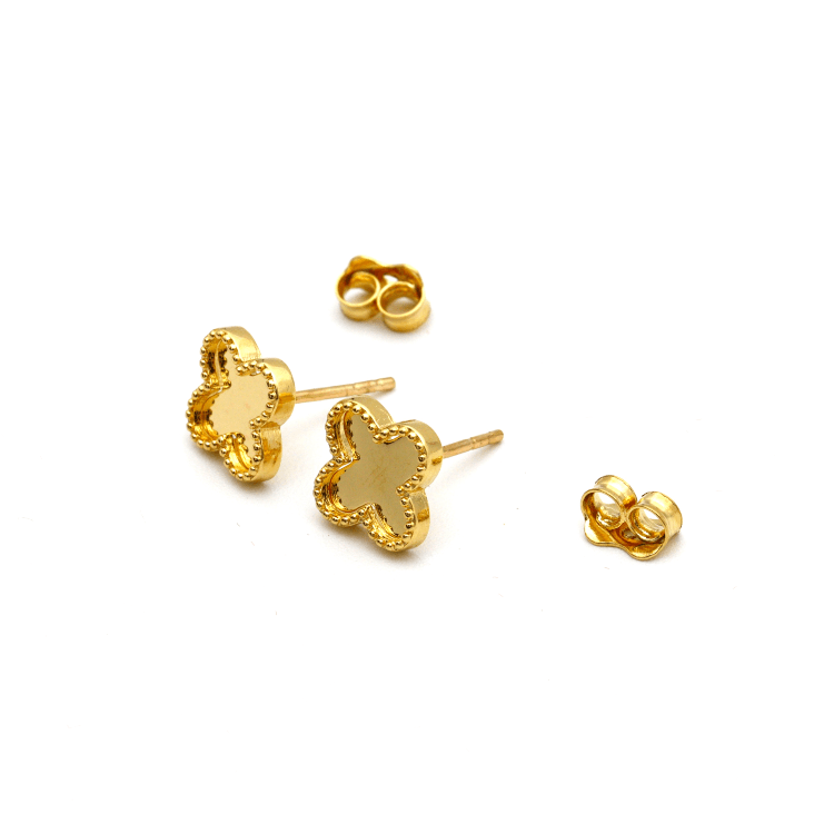 Real Gold Mirror Clover Stud Earring Set - Model GZJVN3050 E1920