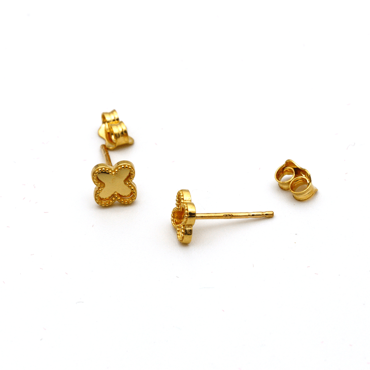 Real Gold Clover Mirror Stud Earring Set - Model GZJVN2988 E1927