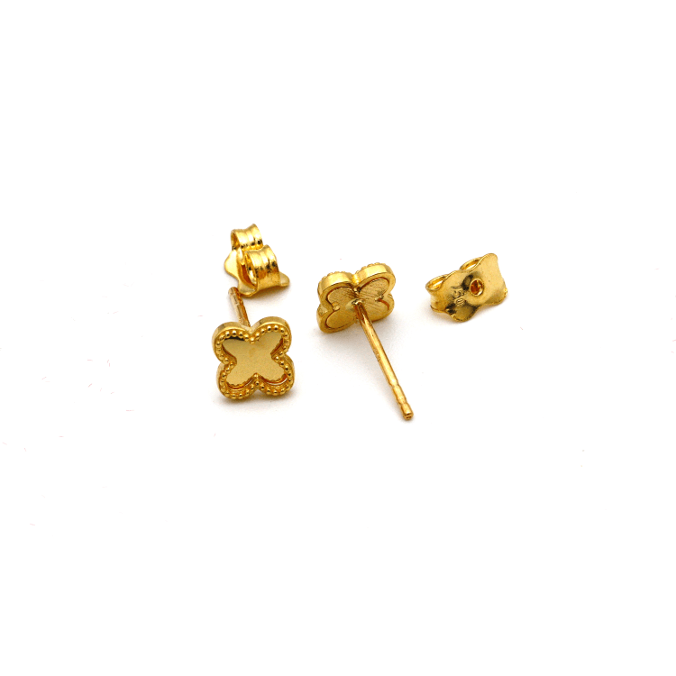 Real Gold Clover Mirror Stud Earring Set - Model GZJVN2988 E1927