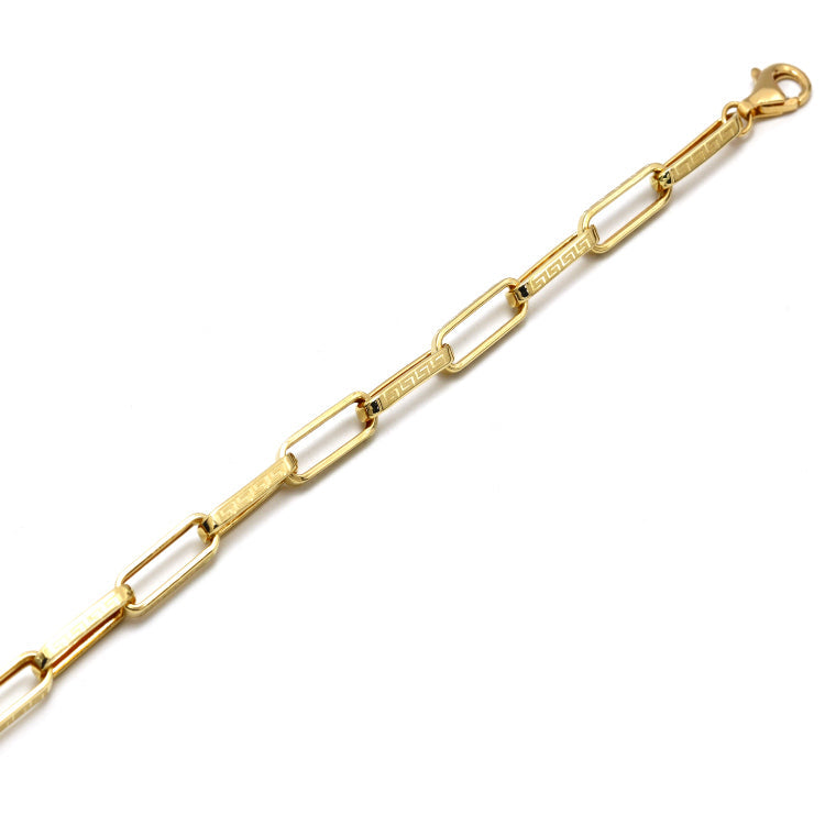 Real Gold Maze Hoop Paper Clip Bracelet CVB 0502-1BL (18 CM) BR1878