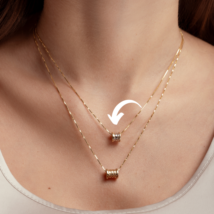 Real Gold GZBV 2 Color Small Round Roller Pendant with Box Chain 0159-YM B CWP 1872