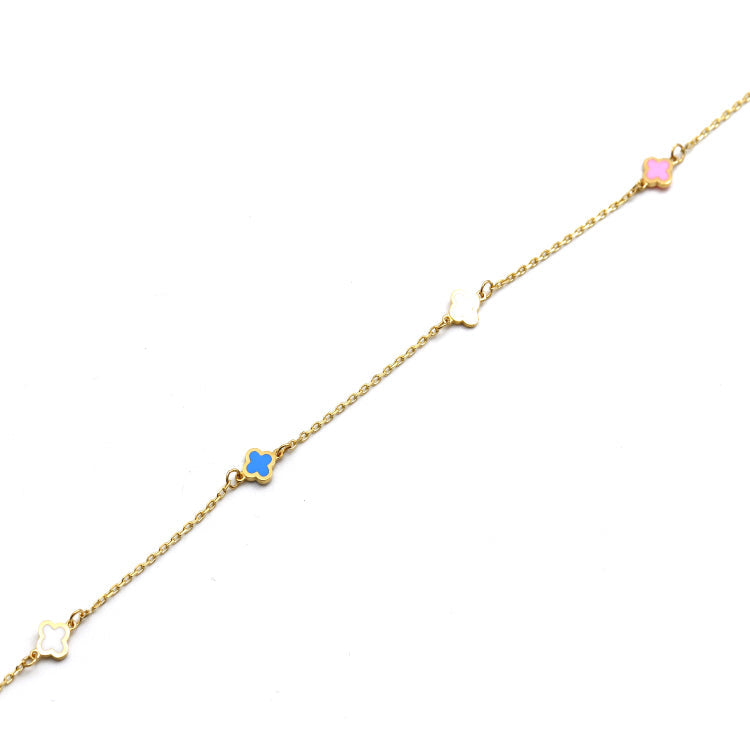 Real Gold 3 Clover Colorful Adjustable Size Bracelet - Model GZJVN8273 BR1750