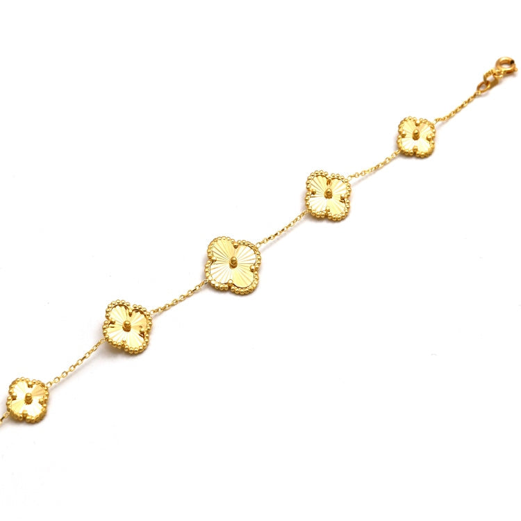 Real Gold GZVC Solid 5 Clover Adjustable Size Bracelet - Model MVC 0008-BL BR1744