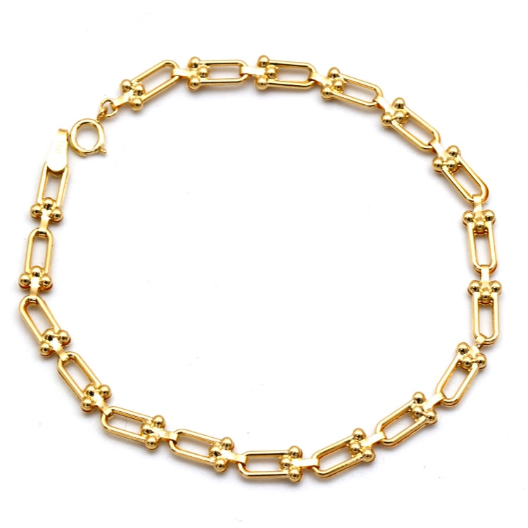 Real Gold GZTF Hardware Solid Textured Chain Bracelet 4725 (19 C.M) BR1598