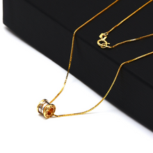 Real Gold GZBV 2 Color Small Round Roller Pendant with Box Chain 0159-YM B CWP 1872