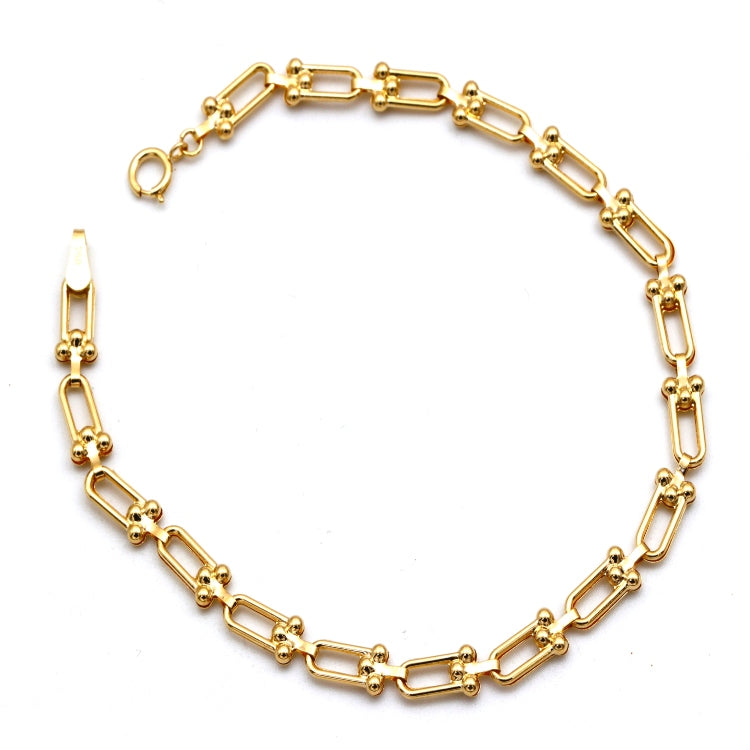 Real Gold GZTF Hardware Solid Textured Chain Bracelet 4725 (17 C.M) BR1637