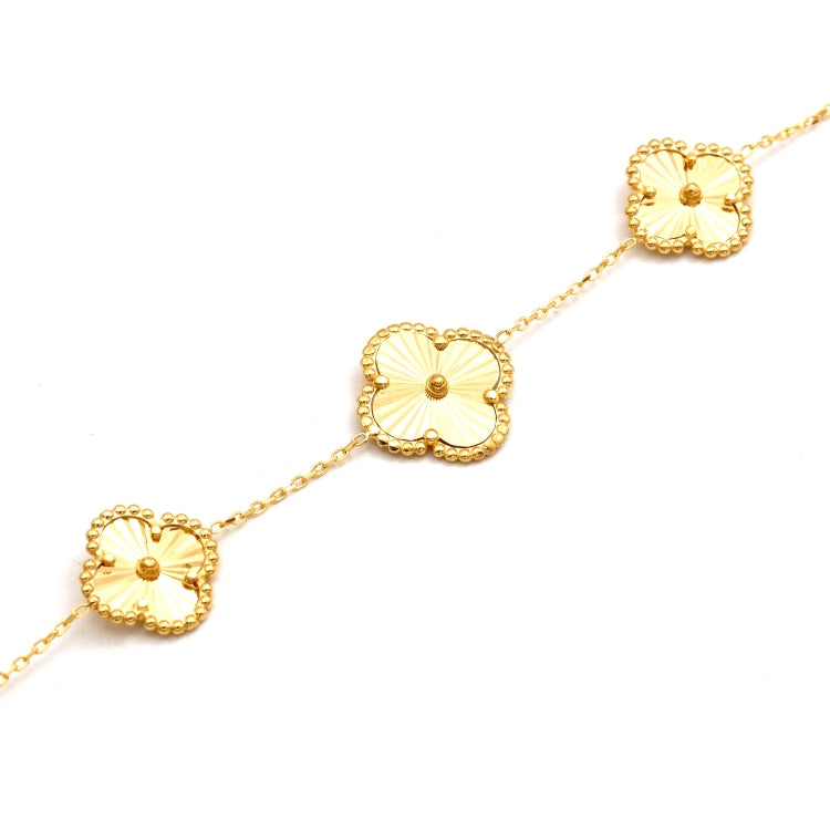 Real Gold GZVC Solid 5 Clover Bracelet (19 C.M) - Model MVC 0008-BL BR1743