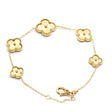Real Gold Solid 5 Clover Adjustable Size Bracelet (16+ 2 =18 C.M) - Model 5VC GZJVN 0515/9BL BR1858