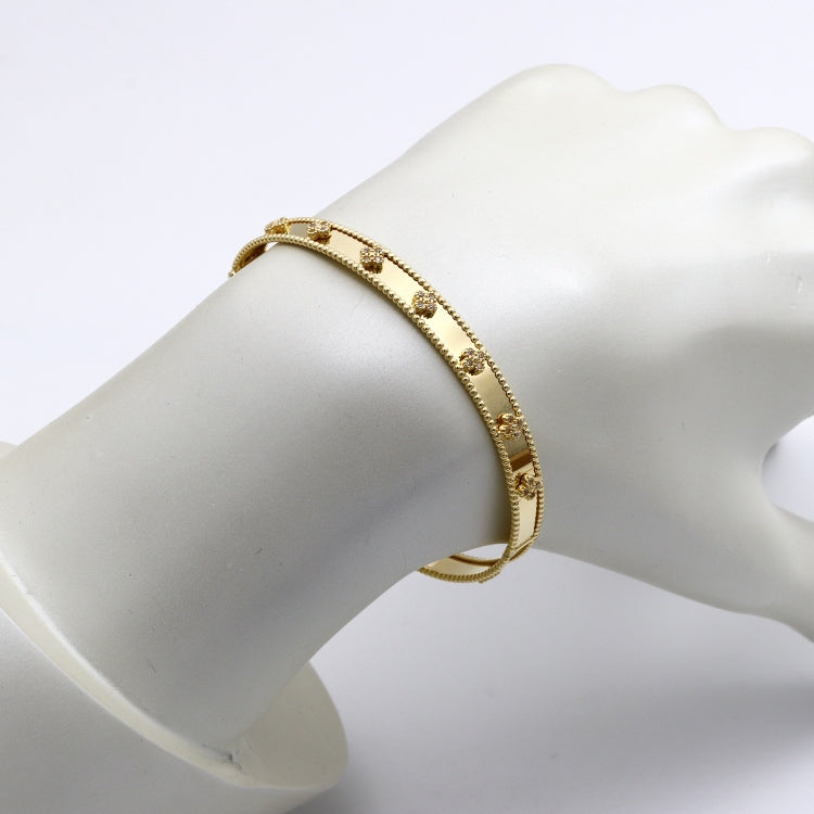 Real Gold GZVC Elegant Clover Stone Bangle 0381 - (SIZE 19) BA1503