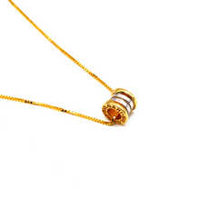 Real Gold GZBV 2 Color Small Round Roller Pendant with Box Chain 0159-YM B CWP 1872