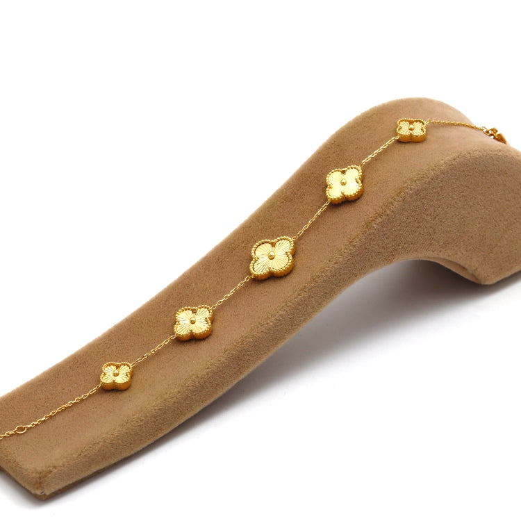Real Gold Solid 5 Clover Adjustable Size Bracelet (16+ 2 =18 C.M) - Model 5VC GZJVN 0515/9BL BR1858