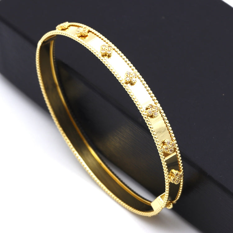 Real Gold GZVC Elegant Clover Stone Bangle 0381 - (SIZE 20) BA1504