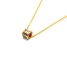 Real Gold GZBV 2 Color Small Round Roller Pendant with Box Chain 0159-YM B CWP 1872