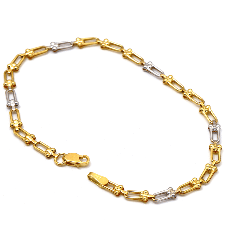 Real Gold GZTF 2 Color Hardware Solid Chain Bracelet YW-4566 (18 C.M) BR1710