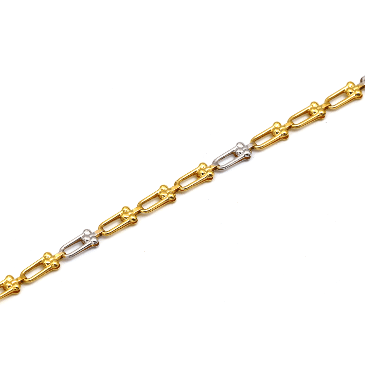 Real Gold GZTF 2 Color Hardware Solid Chain Bracelet YW-4566 (18 C.M) BR1710